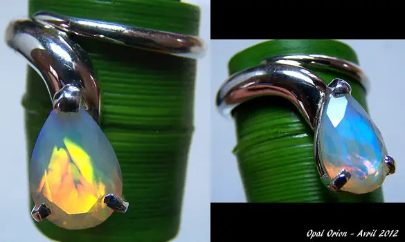 SILVER 925 RING FACETED ETHIOPIAN OPAL