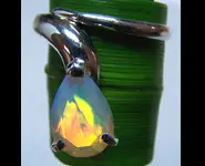 BAGUE ARGENT - OPALE FACETTEE ETHIOPIE