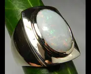 18 K WHITE GOLD RING MEN & OPAL