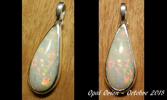 PENDENTIF ARGENT 925 BIJOU PIERRE OPALE