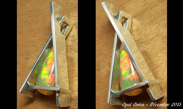 PENDENTIF ARGENT 925 MODERNE & OPALE