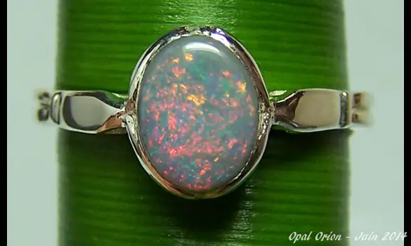 BAGUE ARGENT 925 & OPALE NOIRE AUSTRALIE