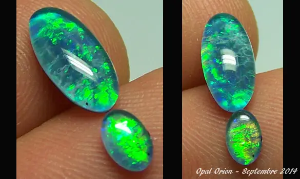 2 OPALES TRIPLET 12x6mm & 6x4mm