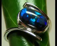 BAGUE ARGENT 925 & OPALE NOIRE AUSTRALIE