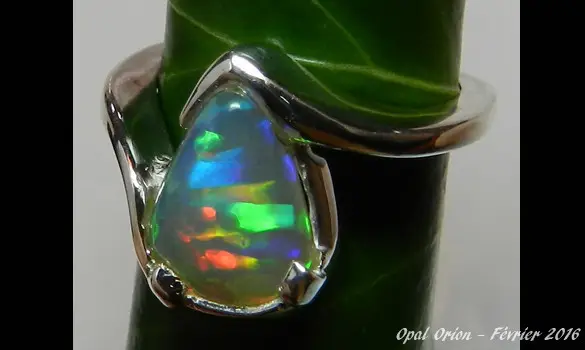 BAGUE ARGENT 925 & PIERRE OPALE ETHIOPIE