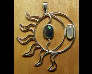 PENDENTIF ECLIPSE ARGENT 925 ET OPALES