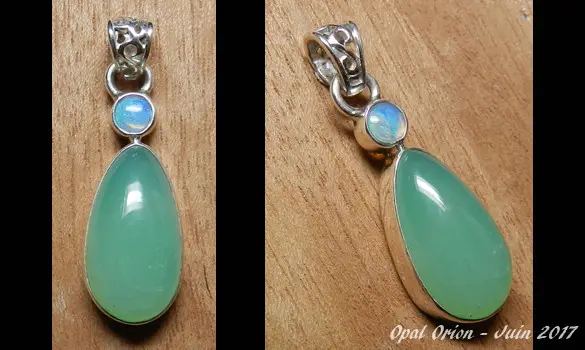 PENDENTIF ARGENT OPALE VERTE CHRYSOPRASE