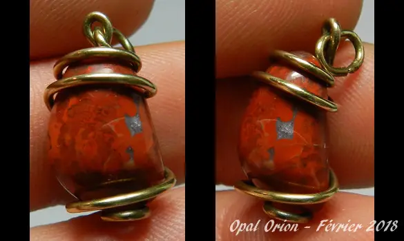 PENDENTIF JASPE PIERRE ROUGE PAYSAGE