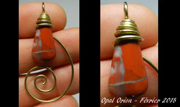 PENDENTIF JASPE PIERRE ROUGE PAYSAGE