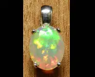 PENDENTIF BIJOU ARGENT OPALE FACETTEE