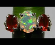 BAGUE OPALES DE FEU MEXIQUE & ETHIOPIE
