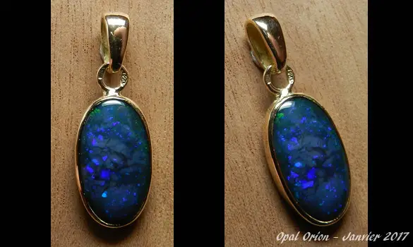 PENDENTIF OR 18 CARATS & PIERRE OPALE