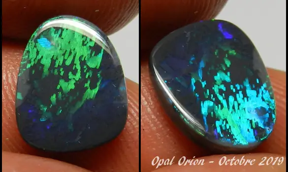 OPALE NOIRE 2.70 CT PIERRE VERTE BLEUE