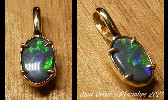 PENDENTIF OPALE NOIRE OR AUSTRALIE