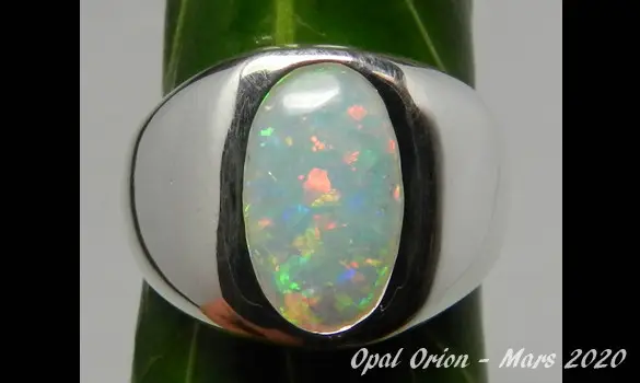 CHEVALIERE HOMME ARGENT & OPALE BRESIL