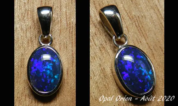 PENDENTIF OR BLANC OPALE NOBLE NOIRE
