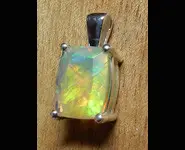 PENDENTIF ARGENT PIERRE OPALE FACETTEE