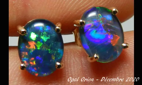 BOUCLES D'OREILLES OR & OPALES AUSTRALIE