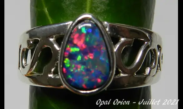 BAGUE ARGENT & OPALE DOUBLET AUSTRALIE