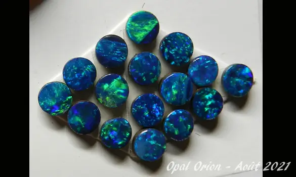 OPALES DOUBLET REFLETS BLEU VERT 3 mm