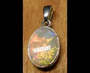 PENDENTIF OPALE CRISTAL ARGENT AUSTRALIE