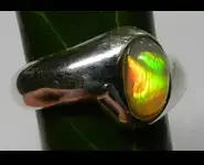 BAGUE OPALE ETHIOPIE ARGENT 925