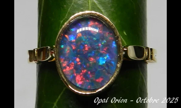BAGUE OPALE TRIPLET AUSTRALIE OR 18 K