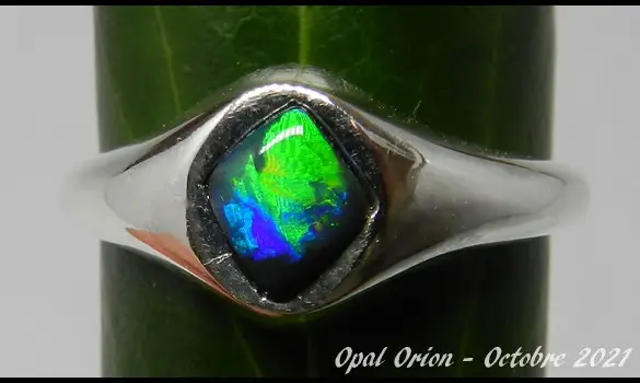 CHEVALIERE OPALE NOIRE HOMME ARGENT