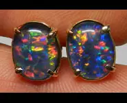 BOUCLES D'OREILLES OPALES OR AUSTRALIE