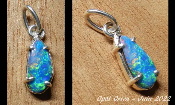 PENDENTIF OPALE DOUBLET ARGENT AUSTRALIE