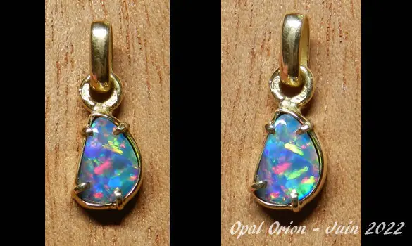 PENDENTIF OPALE DOUBLET OR 18 CARATS