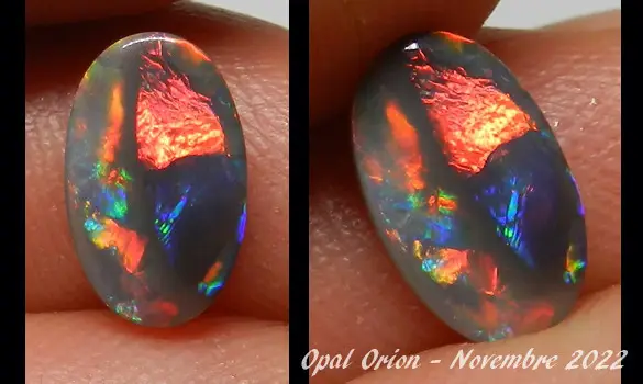 OPALE NOBLE NOIRE AUSTRALIE REFLET ROUGE