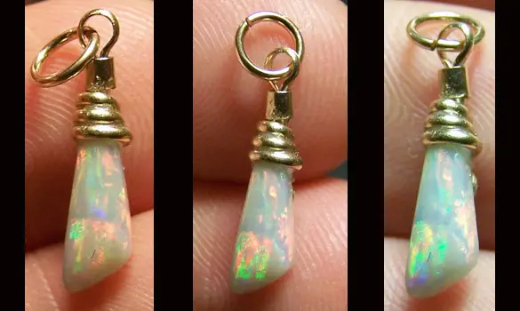 PENDENTIF OR 14K GF - OPALE CRISTAL