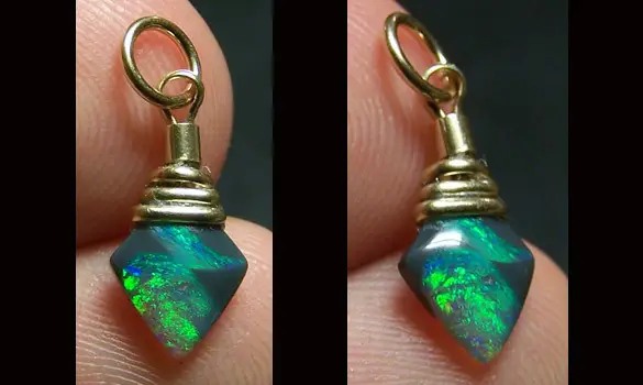 PENDENTIF OR 14K GF - OPALE NOIRE