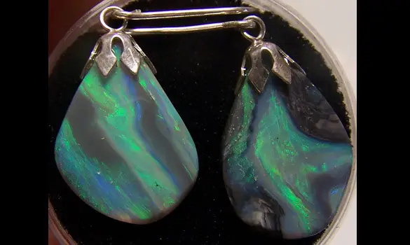 BOUCLE D'OREILLE ARGENT - OPALE NOIRE