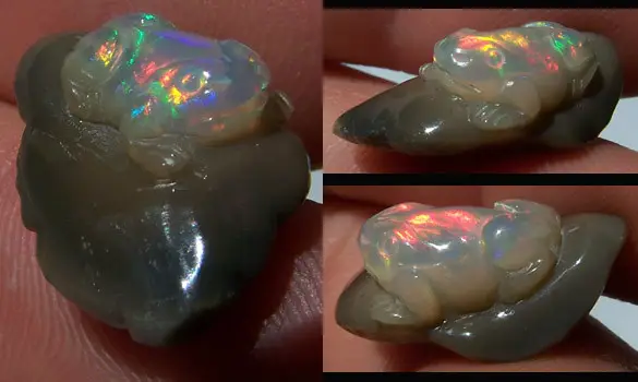 NETSUKE GRENOUILLE SCULPTURE OPALE WELO